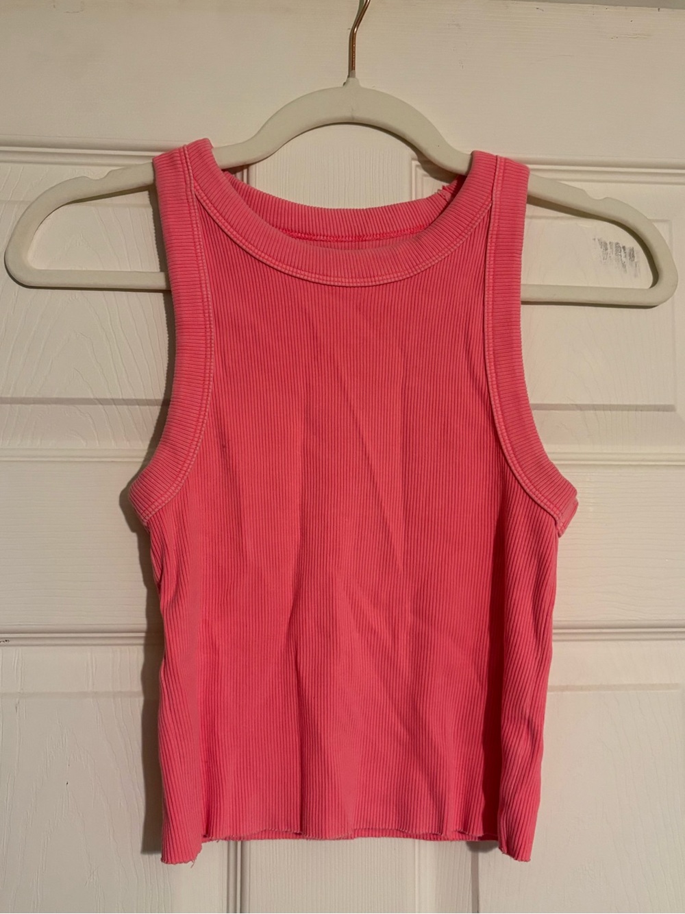 aerie Hot Pink Ribbed Crop Tank